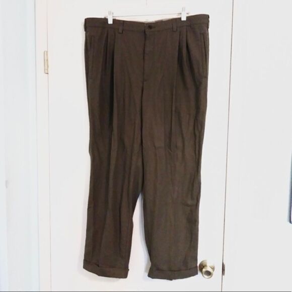 Savane Dark Green Pleat Front Dress Pants - Picture 1 of 5